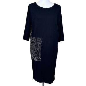 Gundrun Sjoden black/white dot/teardrop knit dress, small, whimsical, wacky